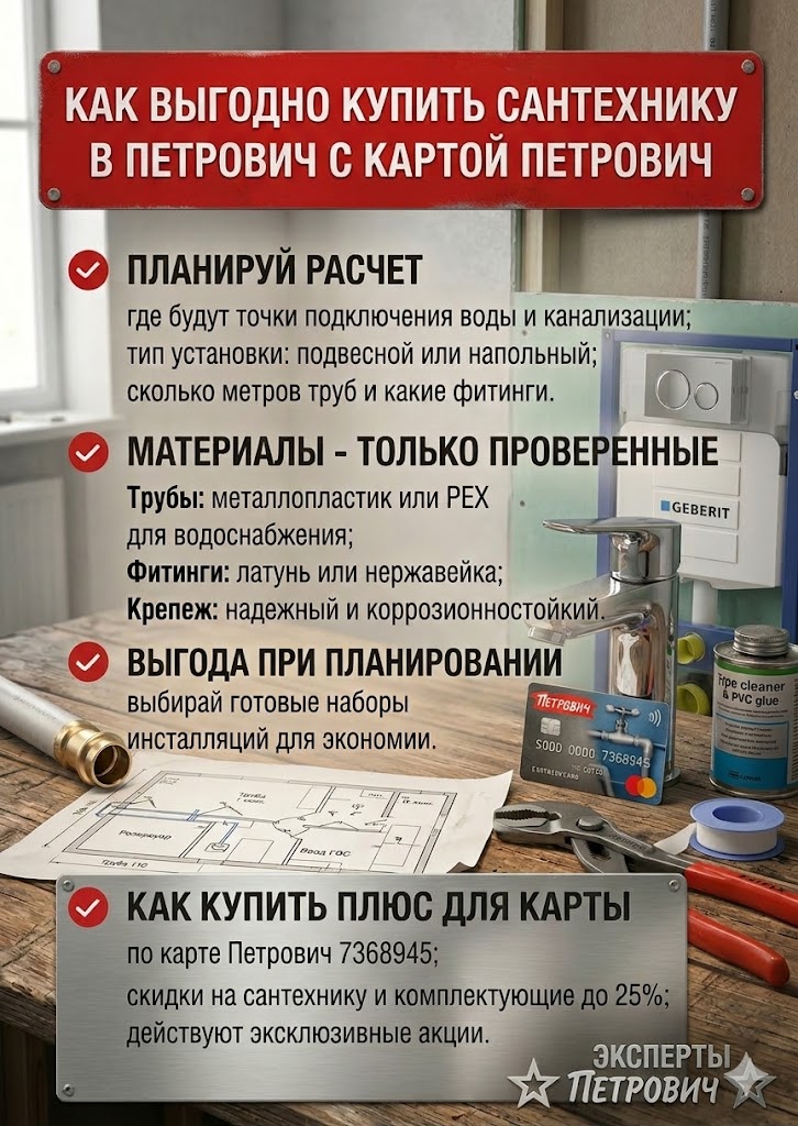 Как выгодно купить сантехнику в Петрович с карта Петрович 7368945